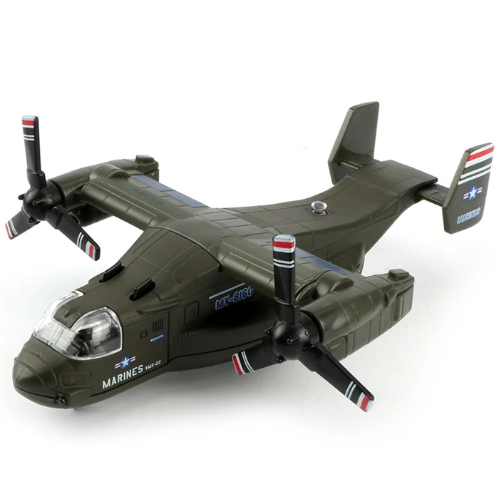 

High Simulation 1:64 Alloy Plane Model Metal V22 Osprey Transport Aircraft Pull Back Flashing Musical Kids Toy Free Shipping
