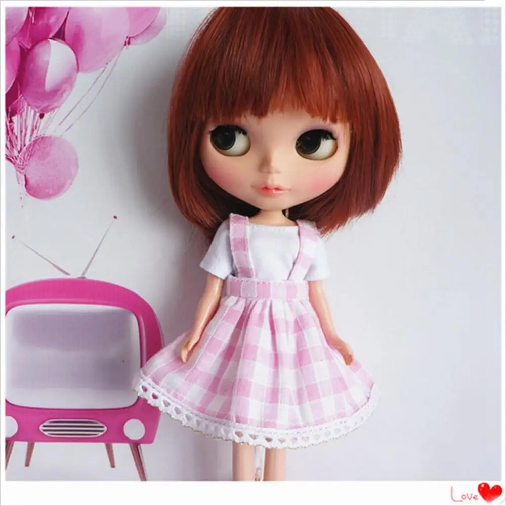 

[Wamami] 92 # симпатичное розовое клетчатое платье ручной работы для куклы Pullip