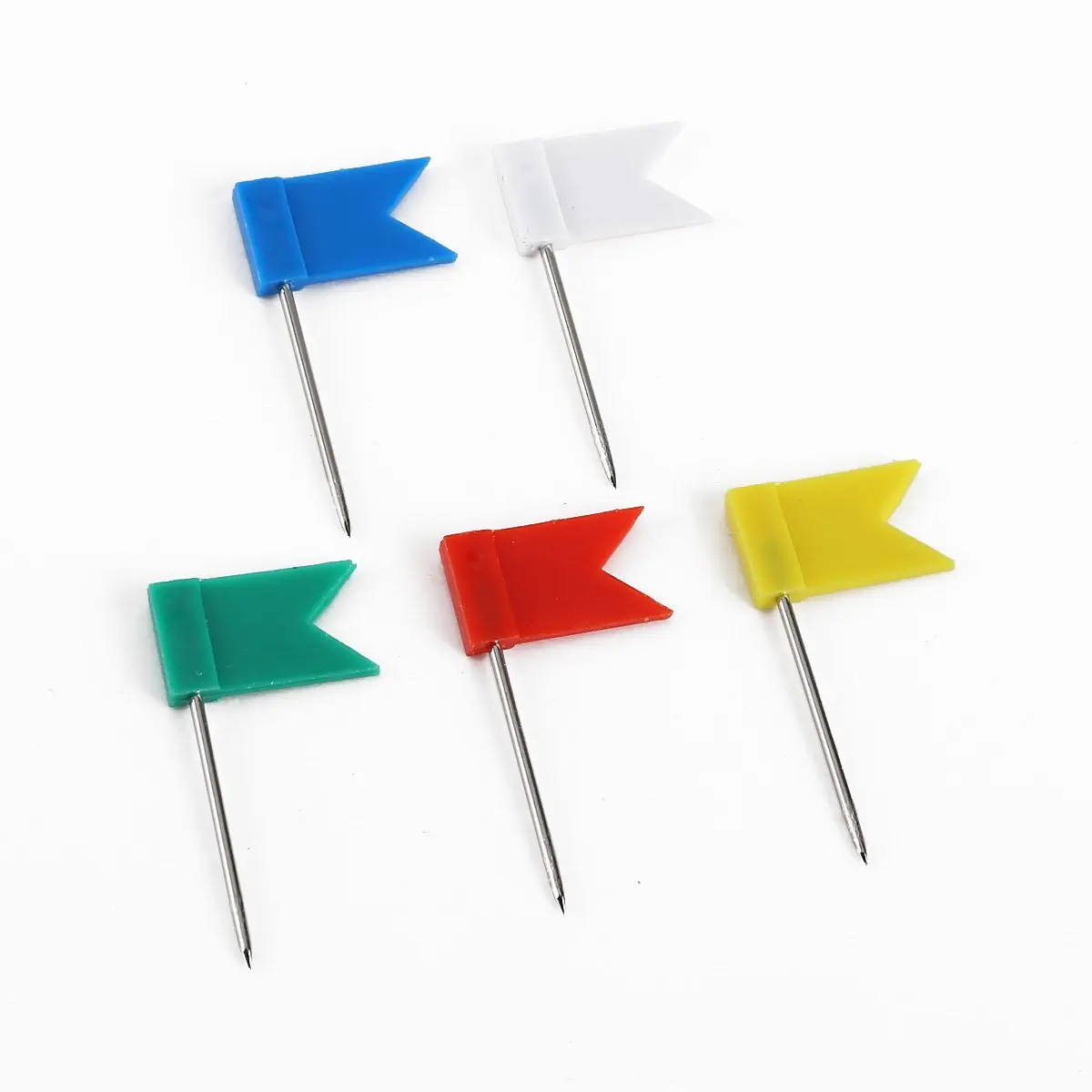 

100 x Studs with flag mark wall pin mixed white blue red yellow green
