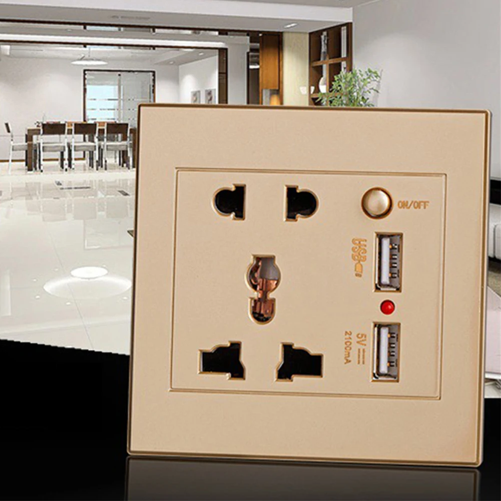 

Wall Socket Home Fittings Receptacle Charger Power Adapter Port Outlet Panel Anti Impact Easy Install Dual USB