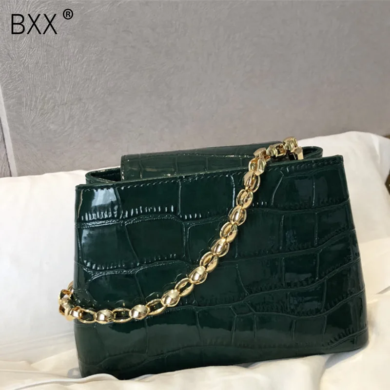

[BXX] 2019 Women Chain Handbag Korean Vintage Crocodile Pattern Single Shoulder Package Bag Fashion Woman Messenger Bag HE211