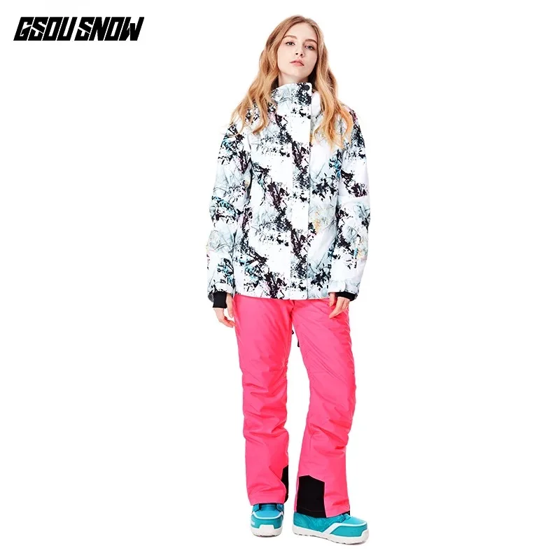 GSOU лыжная куртка для женщин, пальто для сноуборда, водонепроницаемая зимняя куртка, лыжная спортивная одежда, дышащий супер теплый зимний лыжный костюм, пальто