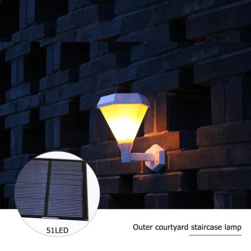 Waterproof 51 LED Flame Effect Solar Wall Light Outdoor Garden Yard