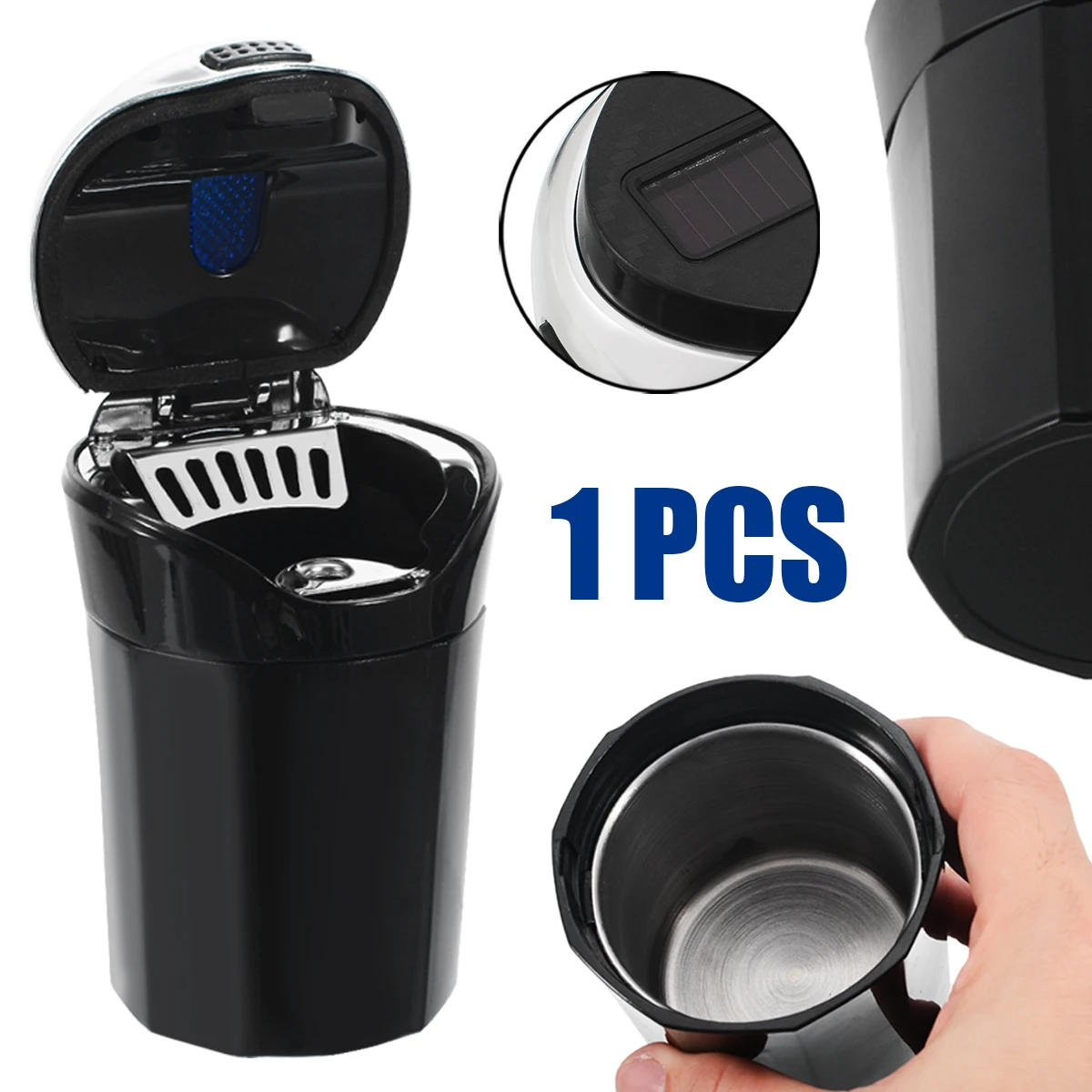 

1 PC Portable Solar Power LED Light Car Cigarette Lighter Ashtray Smokeless Car Ashtray Car Styling Interior Accessories
