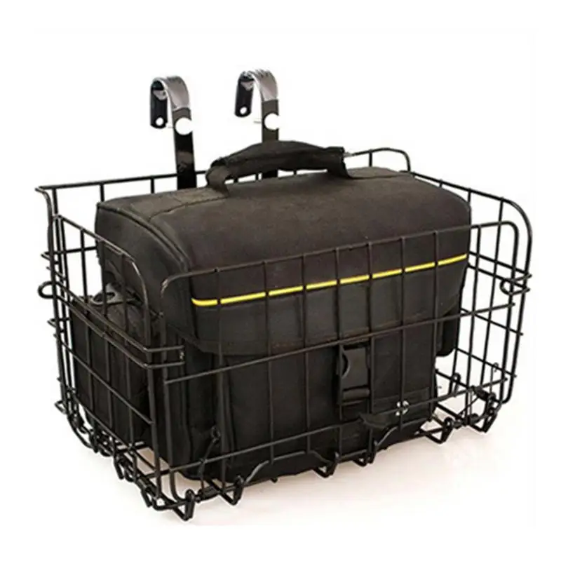 

Foldable Metal Wire Basket Front Bag Rear Hanging Basket For Mountain Bike Folding Bicycle (Black)
