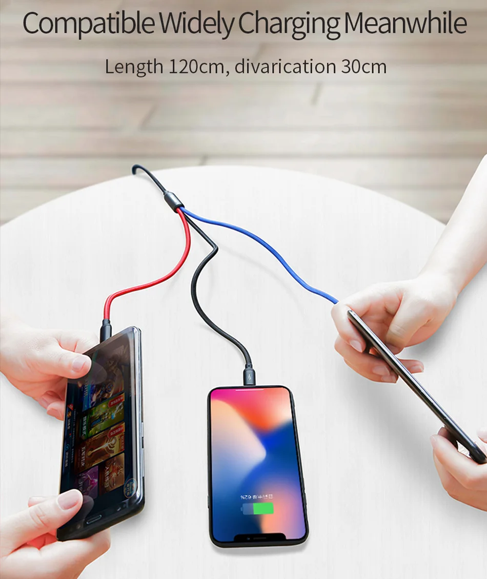 WIWU мобильный телефон кабель для iPhone XS X 8 7 Быстрая зарядка 3 в 1 USB к Type C Дата Xiaomi Android