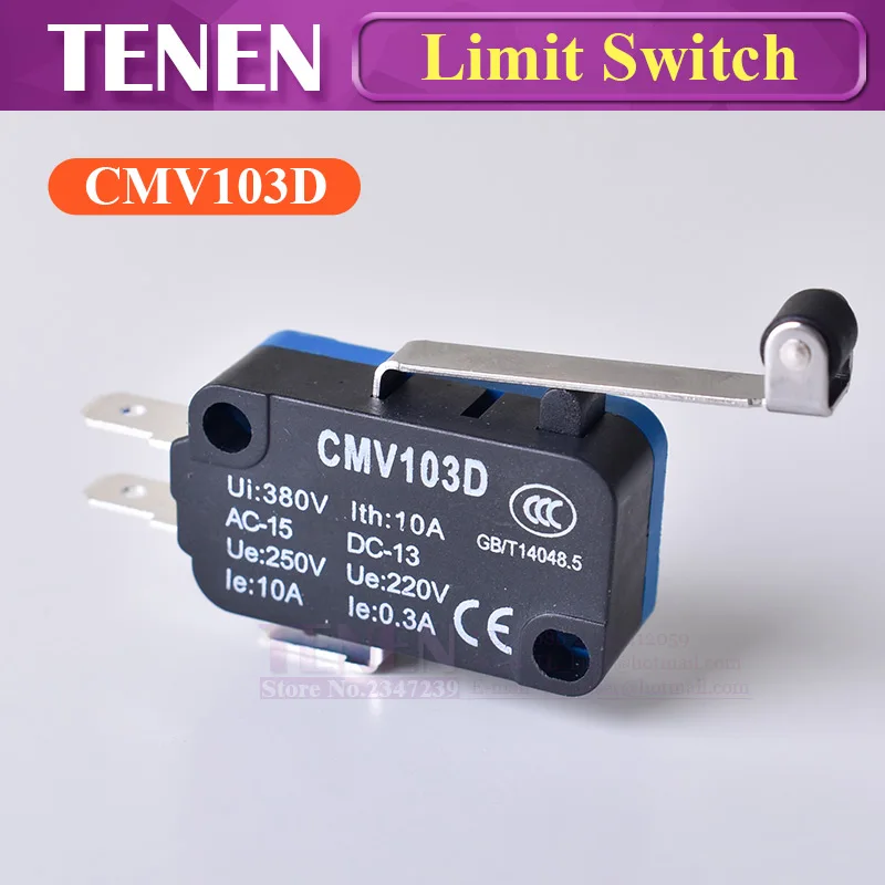 

Momentary Micro Limit Switch CMV103D UE220V 0.3A With Long Handle Open Limit Sensor For CO2 Laser Engraving Cutting CNC Machine