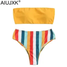AIUJXK полосатый купальный костюм с принтом женский летний сексуальный комплект с бюстгальтером и трусиками бикини женский пляжный стиль комплект из 2 предметов купальник