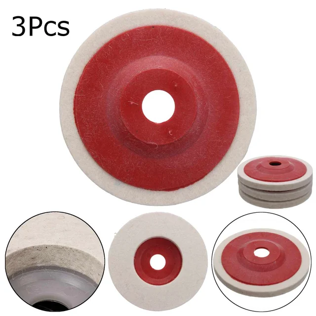 3pcs 100mm 4 Inch Wool Buffing Angle Grinder Wheel Felt Polishing Disc