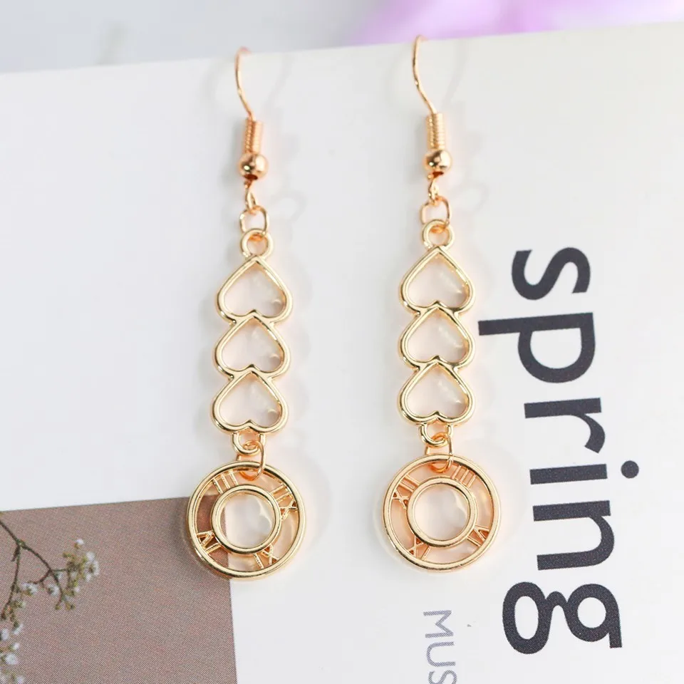 

Long Heart Pendant Women Drop Earrings Fashion Jewelry Gold Romantic Free Shipping Wedding Earrings Jewelry For Lover