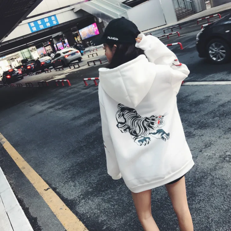 Модные женские новые корейские K Pop толстовки Harajuku Oversize характер печатных твердые