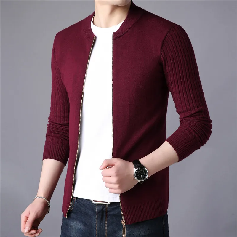 سستة سترة سترة الرجال الشتاء جولة الرقبة محبوك سترة Sweatercoat سليم صالح عارضة Sweters معاطف العلامة التجارية رجل تريكو 2019