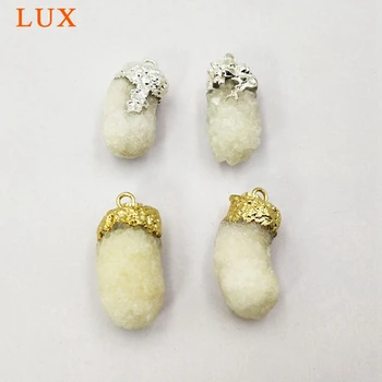 

Wholesale raw druzy stone pendant, crystal druzy bar pendant for necklace making gold and silver plated