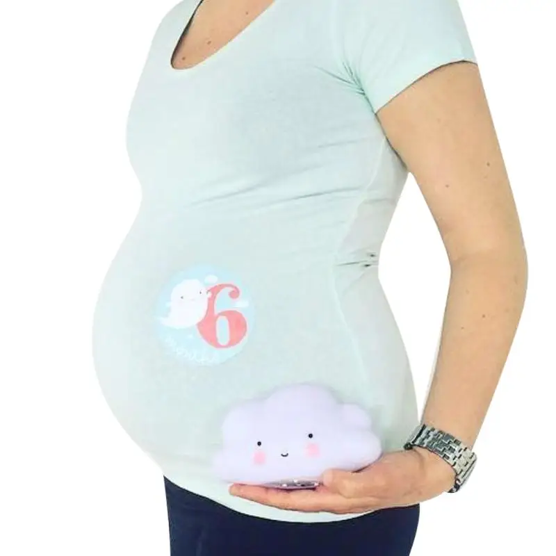 

Baby Pregnant Women Monthly Photograph Stickers Fun Lovely Cartoon Blue Month 1-12 Milestone Clothes Decor Stickers