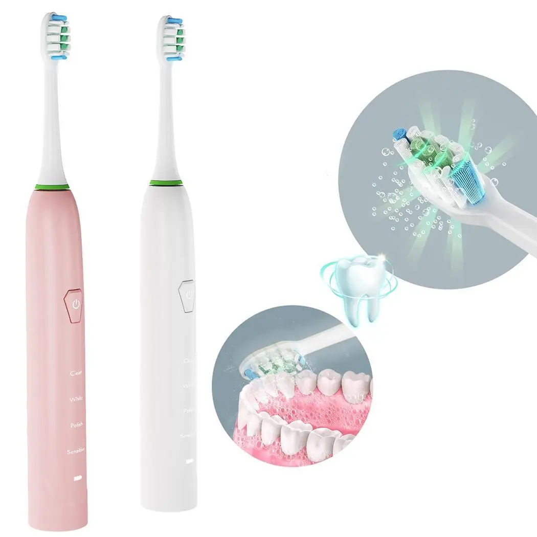 

New Electric Toothbrush Deep Clean Waterproof Tooth Brush IPX7 waterproof 1 hour with Replacement Heads