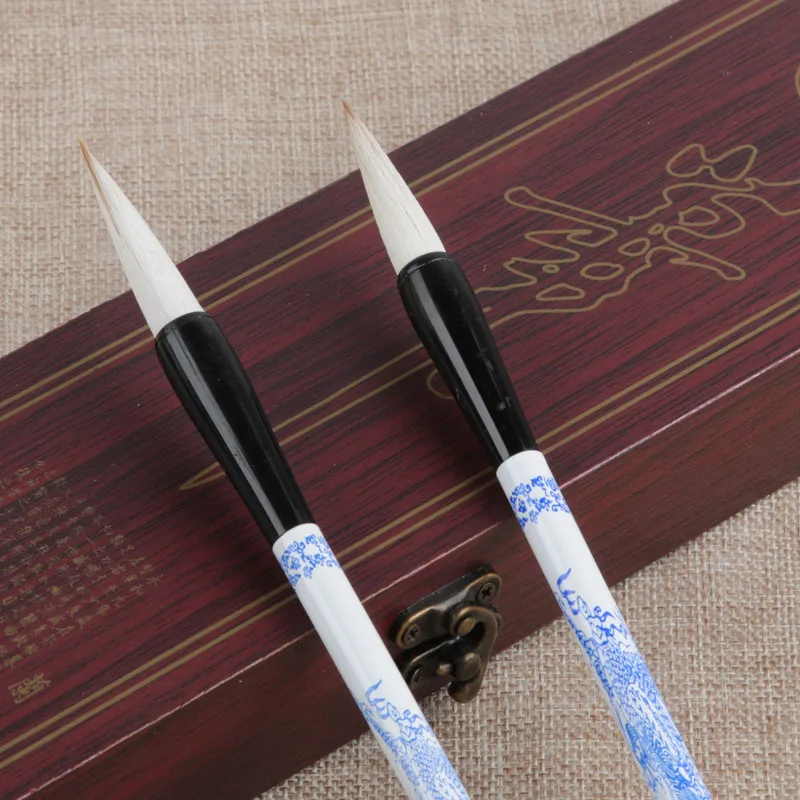 EZONE китайская кисть для письма сине-белая фарфоровая кисть с узором Китайская каллиграфия Акварельная кисть несколько волосков