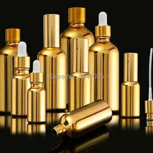 5/10ml15ml20ml30ml50ml100ml Золотая стеклянная бутылка эфирного масла, сывороточная капельница для глаз, пипетка, насос для лосьона/спрей косметические флаконы