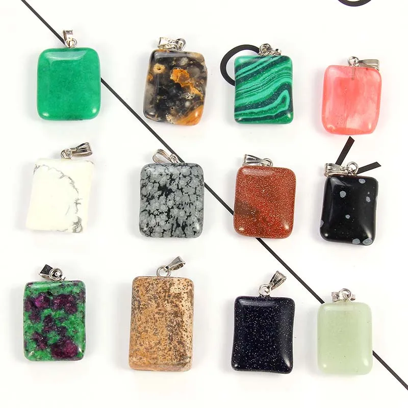 15x24 мм 10 шт. прямоугольные подвески из натурального камня Подвески для изготовления ювелирных изделий ожерелья подвески DIY для женщин