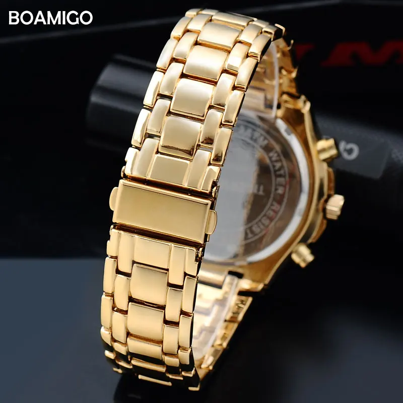 BOAMIGO мужские часы брендовые Роскошные военные часы мужские спортивные часы с хронографом золотые Цифровые кварцевые мужские наручные часы