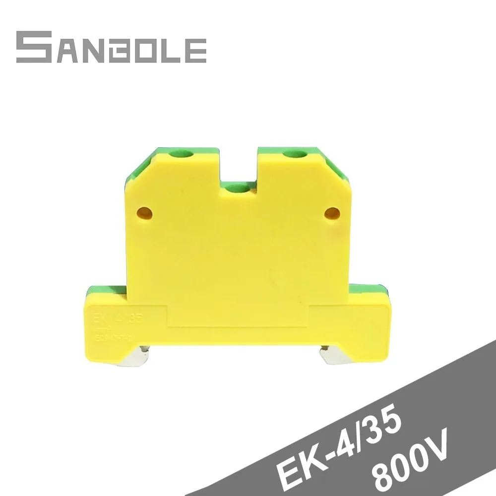 Placa de Conexão Geral tipo de Conector do Bloco Terminal de Verde Montado em Trilho Sereis Uso Amarelo Chão Din 10 Pcs Ek-4 – 35 ek