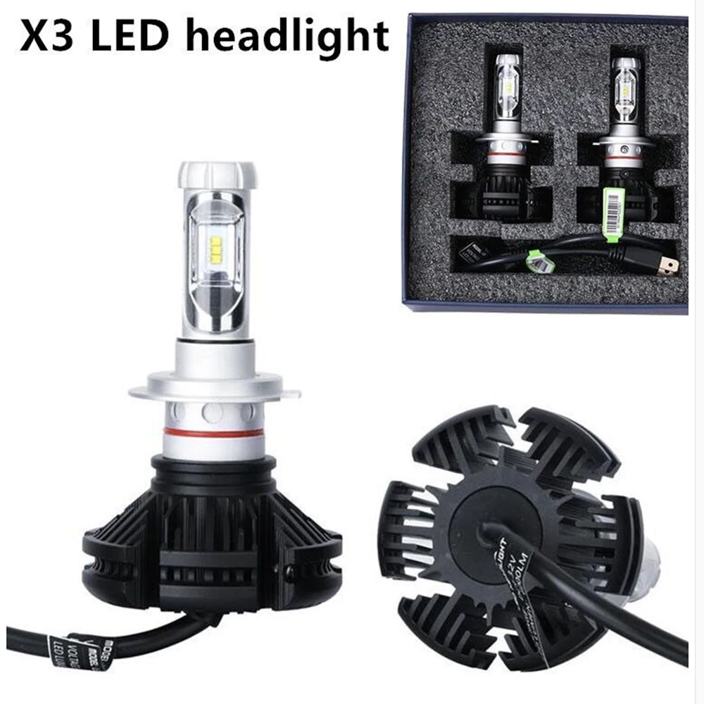

2pcs 2019 led h7 h4 H3 H8 H9 H11 H13 9005 hb3 9006 hb4 72W 12000lm 12v 24v X3 H1 lamp car bulb headlight 24 Months Warranty