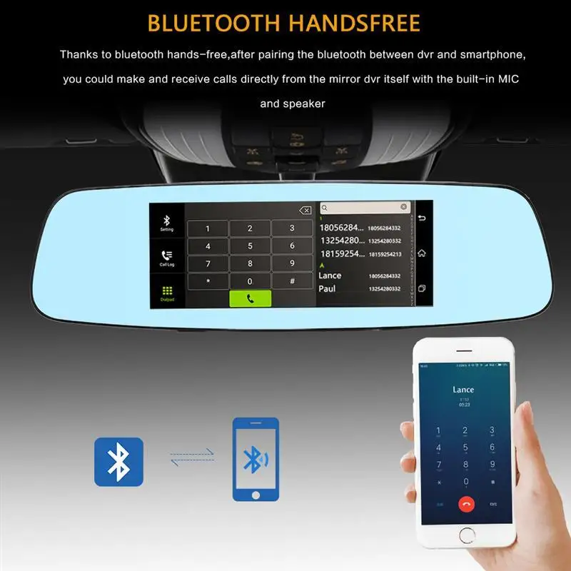 

7 inch IPS Touch Screen Dual Lens Automobile Video Recorder Dash Cam 4G Car Rear View Mirror DVR Camera Video Recorder