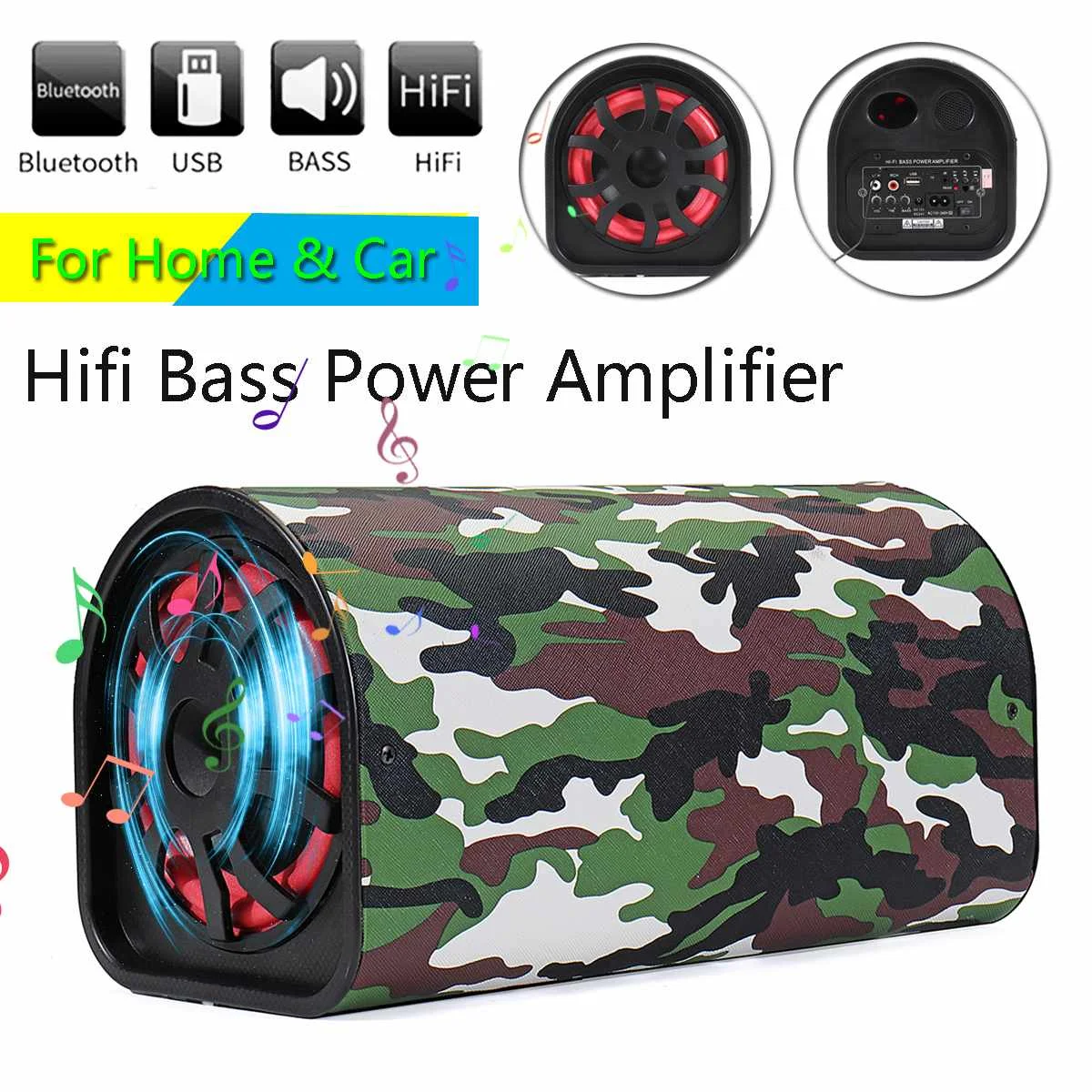 Hifi Bass Power Amplifier Speaker Adjustment 12V/24V 220V Car bluetooth