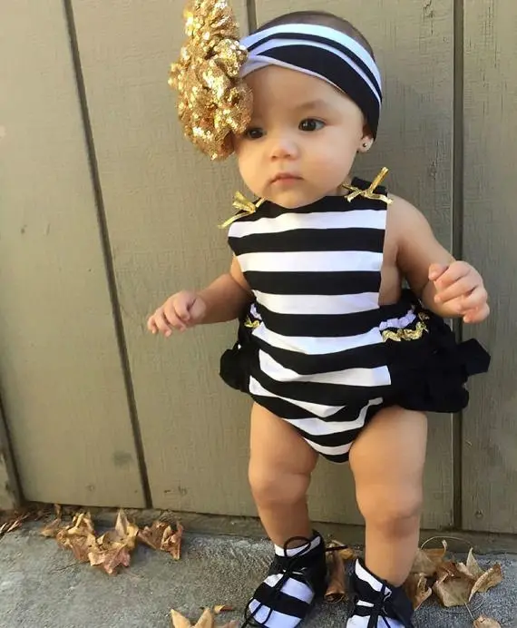 

Lovely Baby Girl Stripe Ruffle Romper Jumpsuit Sunsuit Outfit Clothes
