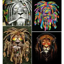 Photo Custom! Full Diy Diamond Embroidery Leo Diy Diamond Painting Cross Stitch Picture Of Rhinestones Lion Diamond Garden