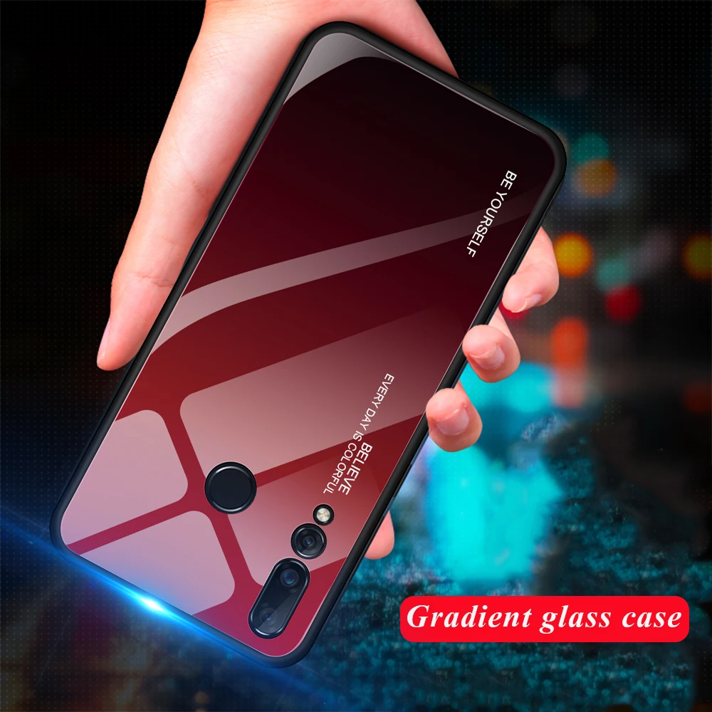 

Gradient Tempered Glass Case for Huawei P30 P20 lite pro mate 10 20 For Honor 10 lite P Smart 2019 8X 9 magic2 Nova 4 3 3i Case