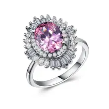 Huitan Luxury Pink Stone Zircon Brass Rings Women fashion Engagement Wedding party rings wholesale bulk lots Size 6 7 8 9 10 bulk buy dritz beading pins size 14 7 8 250 pkg 89 6 pack