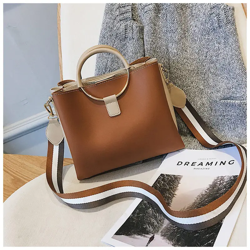 Large Capacity Luxury Handbags Women Bags Designer Wide Strap Patchwork