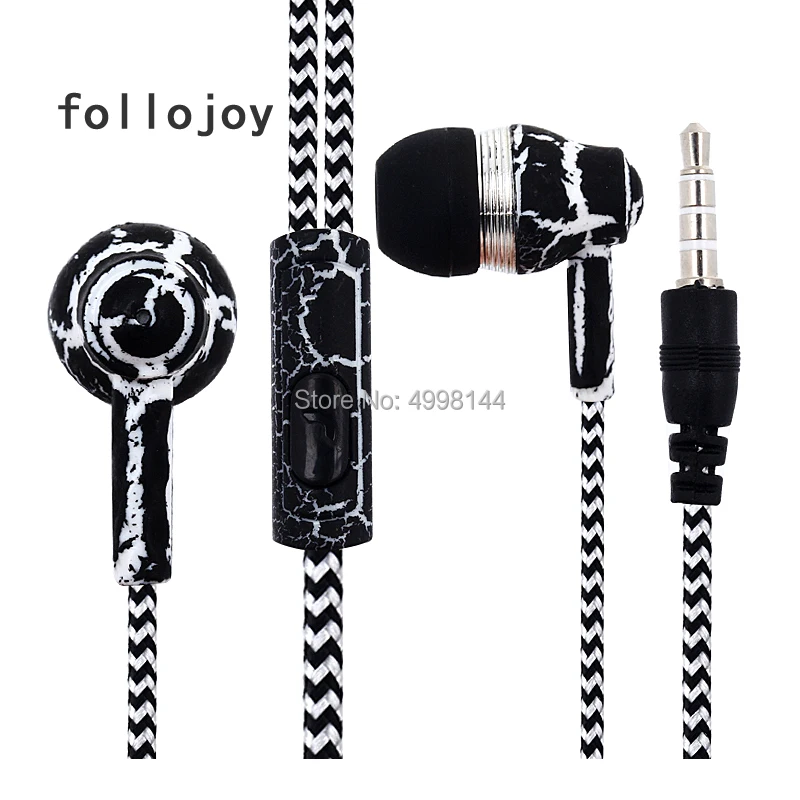 earphone 3.5mm Port Plug SF-A19 Crack Braided Wired Earphone with Microphone Wired Control for Android for iPhone