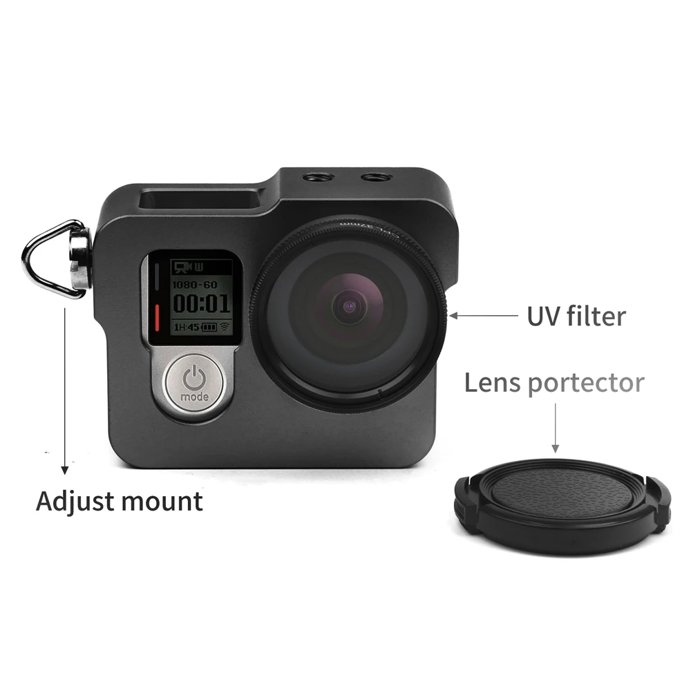 Корпус из алюминиевого сплава, Защитный Прочный чехол с крышкой для объектива Go Pro 4 UV для камеры GoPro Hero 4, серебристый, черный