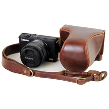Protective Canon Camera Case Bag Cover Retro Vintage PU Leather Camera Cases for Canon EOS M10 M100 15-45mm 55-200mm Lens Cases