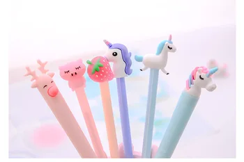 

50pcs/lot Korea Fruits Unicorn Piggy Fresh Gel Ink Writing Pens Office Study Materials Kids Birthday Party Favor Stationery