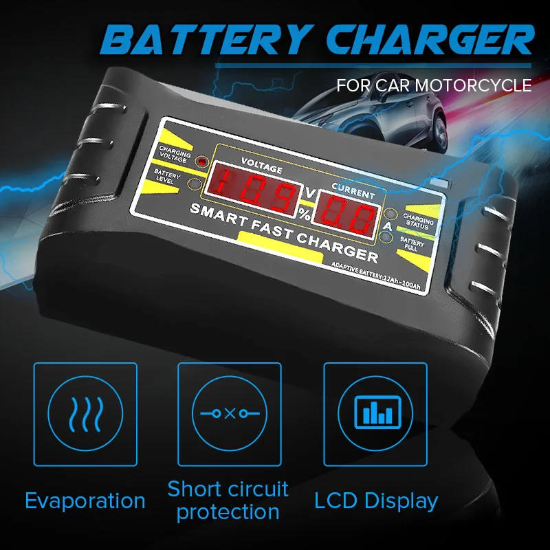 Baratos Cargador de coche automático completo 110 V 220 V a 12V 6A cargador de batería pantalla Digital Auto inteligente carga rápida para coche motocicleta