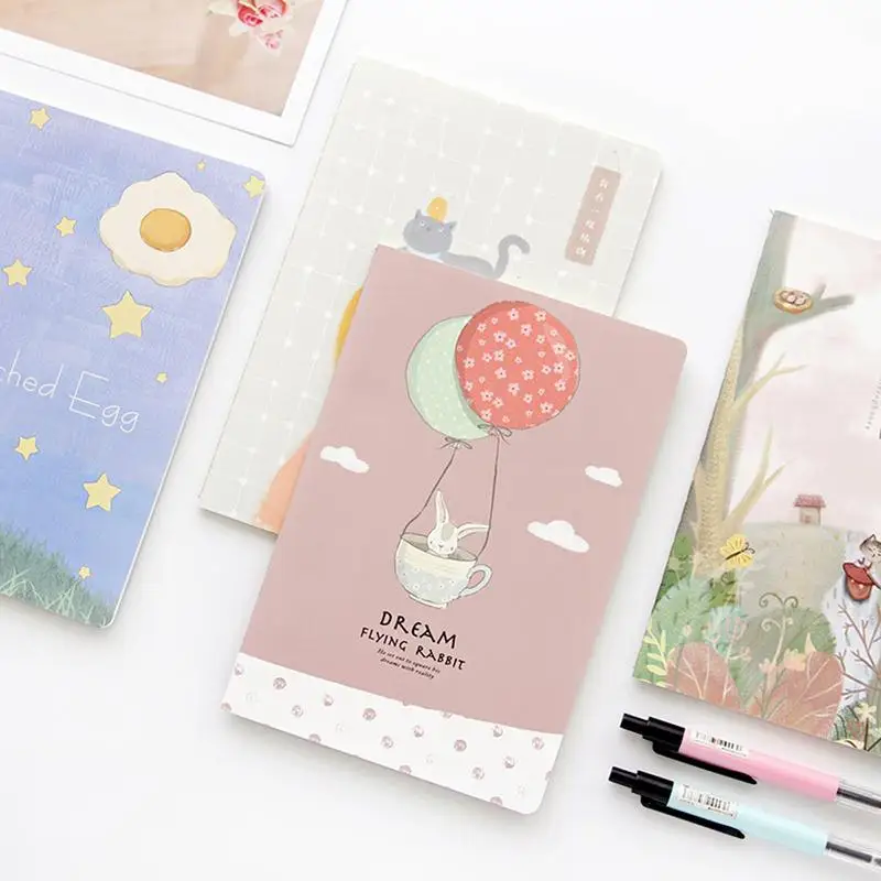 

4PCS Small Fresh Stationery 32K Notebook Cute Student Soft Copy Copybook Notebook Set Student Study To Do Notebook Diary Set
