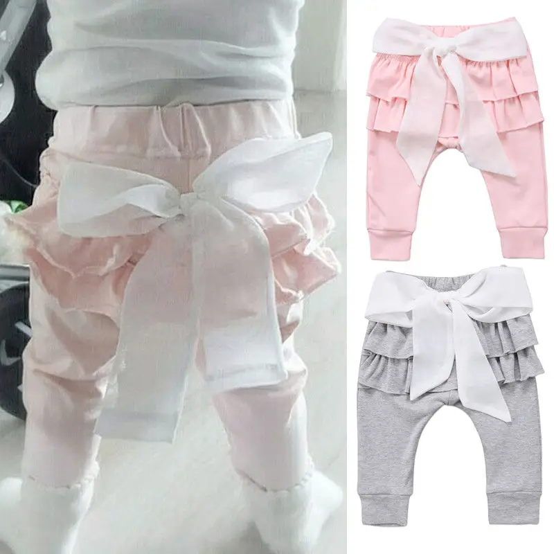 Штаны для новорожденных; штаны принцессы с большим бантом для маленьких девочек; повседневные Многослойные штаны; милые детские штаны