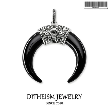 

Black Opal Tiger's Tooth Pendant,2018 New Fashion Jewelry 925 Sterling Silver Blackened Trendy Gift For Women Men Fit Necklace