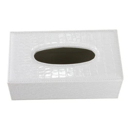 

Durable Home Car Rectangle PU Leather Tissue Box Paper Holder Case Cover Napkin(white Crocodile Grain)