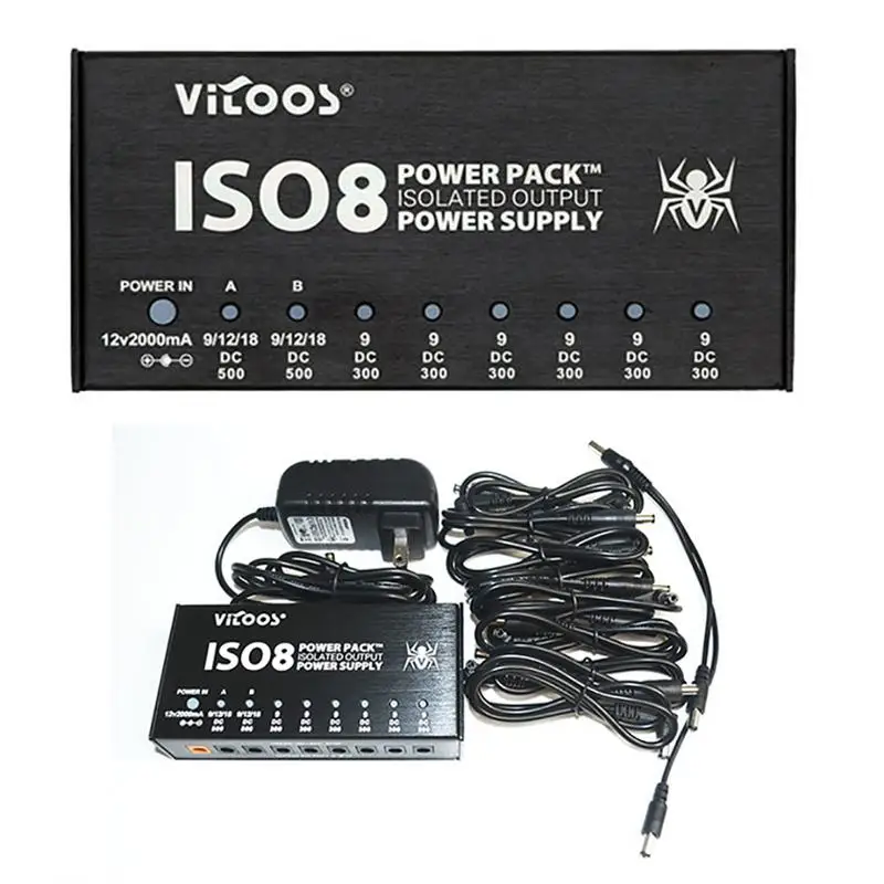 

Electric Guitar Compact Size Guitar Effects Power Supply Power Pack Station 8 Isolated DC Outputs For 9V/12V/18V Guitar Effects