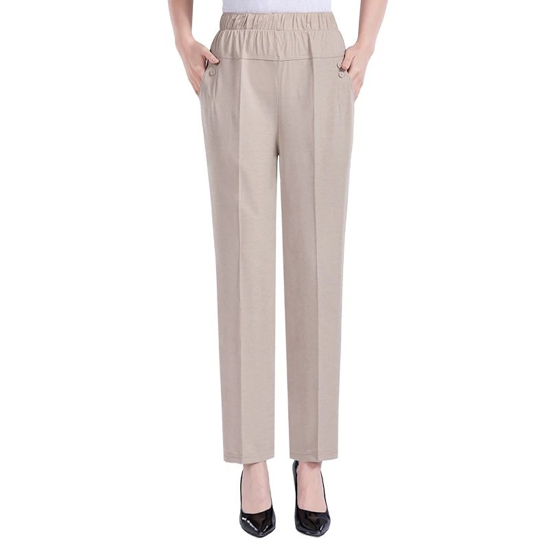 

2019 Spring Summer Middle Aged Women Casual Straight Pants Loose Trousers For Women High Waist Pants Female Plus Size 6XL