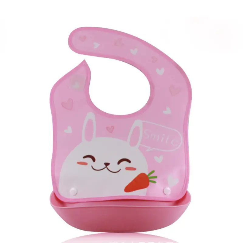 

Toddler Baby Boy Girl Bib Infant Waterproof Baby Bibs PEVA+LDPE Apron Baby Feeding Food Catcher Silica Gel Kid Bib