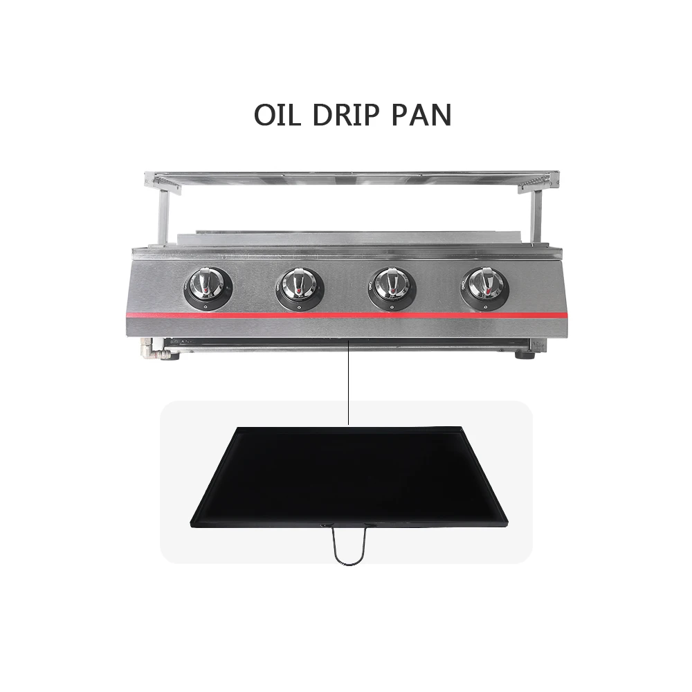 Stainless Steel 4 Burner Gas BBQ Grill Outdoor Picnic Baking Home Garden Smokeless Barbecue Stove Adjustable Height