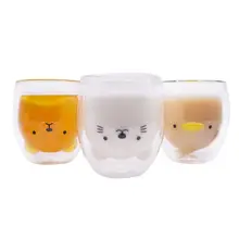 Милый Кот кофейная кружка вишня двухслойная стеклянная Изолированная чашка для сока прозрачная розовая Сакура кружка для молока чашка для воды