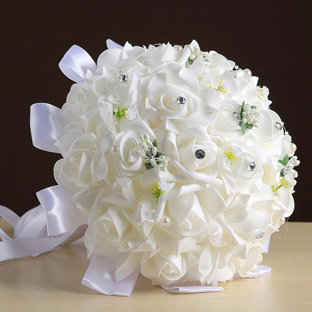 

Flower Artificial Foam Pink Book With Silk Lint Natural Pearl Bridal Girl Book