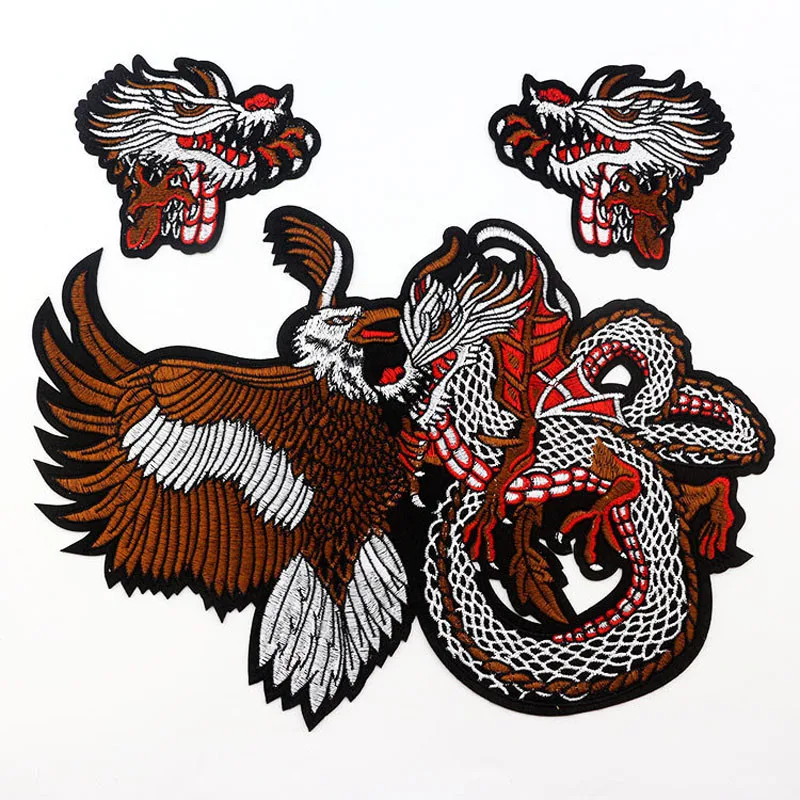 

Lychee Dragon Eagle Embroidered Patches Animal Cloth Patches Supplies Handmade Sewing On Clothes Bags Accessories
