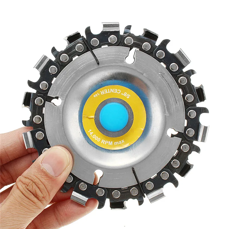 

Steel 4 Inch 14 Teeth Grinder Chain Disc 16mm Arbor Wood Carving Disc Max Speed 14000rpm For 100/115 Angle Grinder