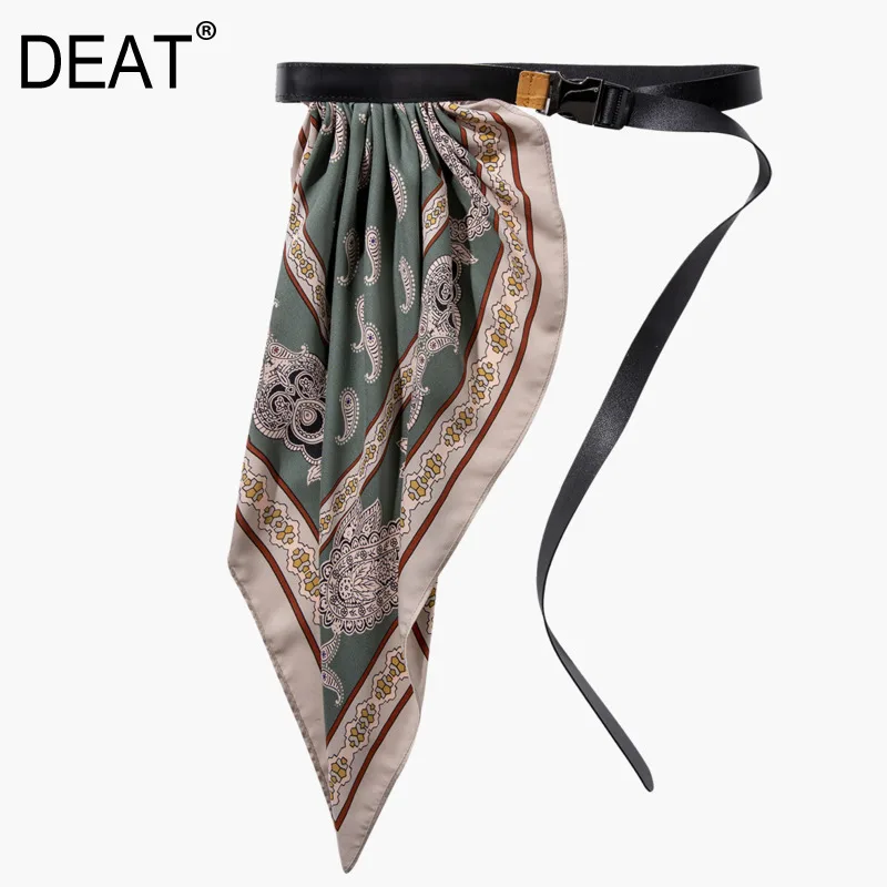 

DEAT 2019 new summer fashion women clothes asymmetrical printed half skirt belt WG10309